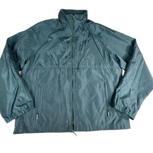 Eddie Bauer Windshell Hoodie Rain Jacket Men's Large Teal Vintage Hiking Outdoor
